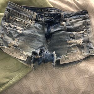 American Eagle Super Low Shortie Shorts.